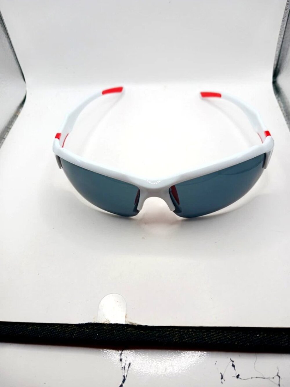 Sports Sunglasses White +Red Frame- Black Lenses UV400 New Unisex